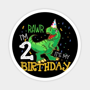 Dinosaur Birthday 2 Years Old Magnet